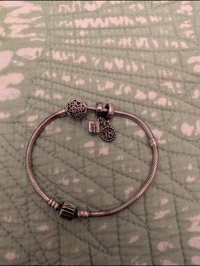 Pandora Sterling-Style Silver Charm Bracelet with Charms